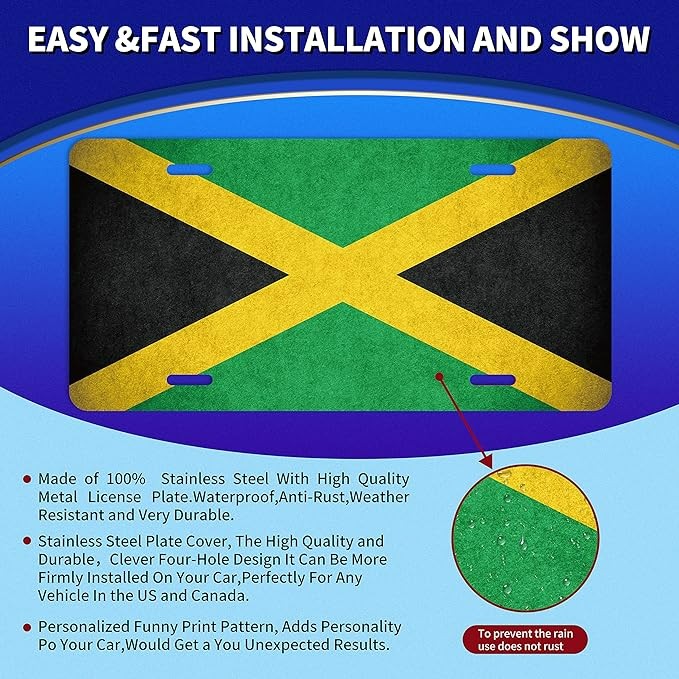Jamaica Flag Jamaican Car License Plate Frame