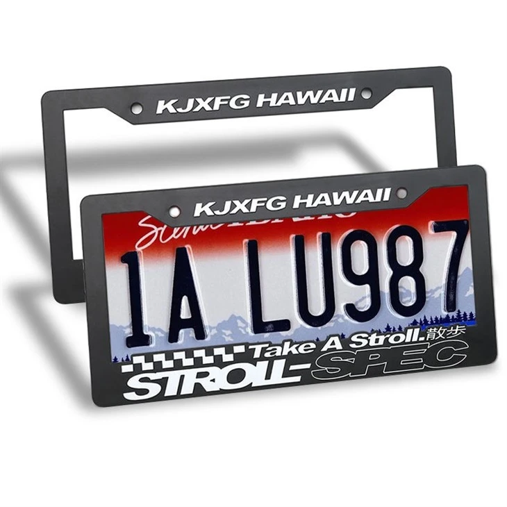 White Raised Car Mold Plate Frame